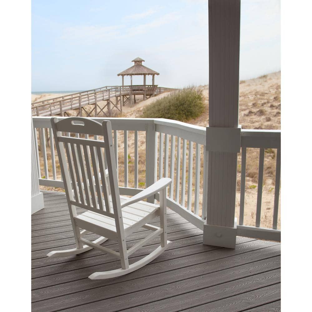 Classic White Polywood Outdoor Rocking Chair with Arms