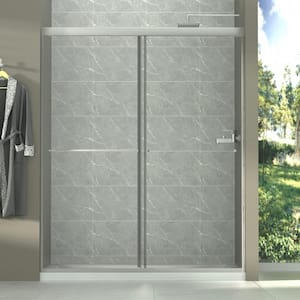 Victoria 60 in. W x 72 in. H Sliding Framed Shower Door in Brushed Nickle Finish with Clear Glass