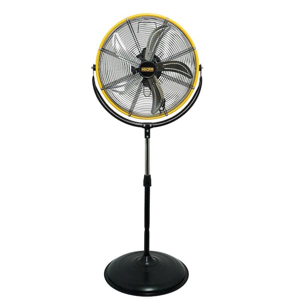 Edendirect 20 in. 3 Speeds High Velocity Pedestal Fan in Yellow with Powerful 1/5 Motor, 180° Tilting Drum Head