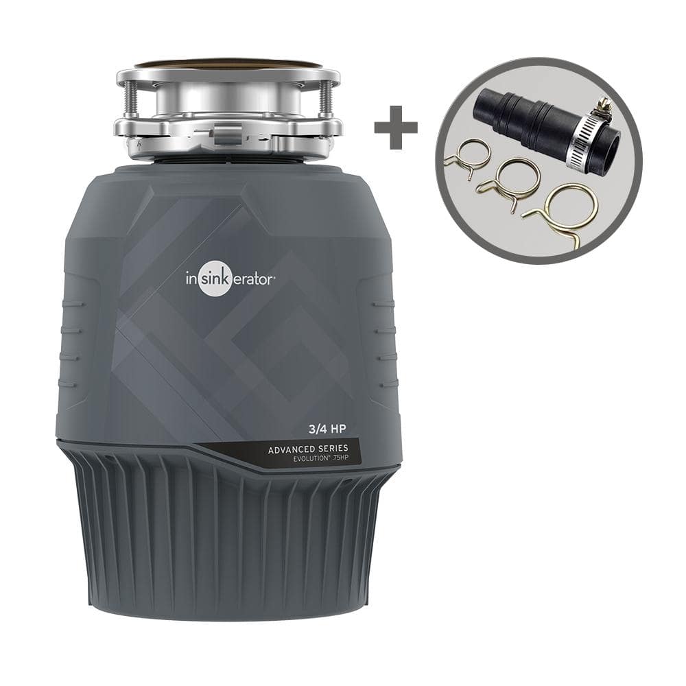 Evolution .75HP, 3/4 HP Garbage Disposal, EZ Connect Continuous Feed Food Waste Disposer with Dishwasher Connector Kit