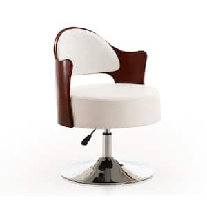 Bopper White and Polished Chrome Faux Leather Adjustable Height Swivel Accent Chair