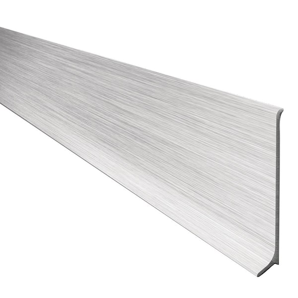 Schluter Designbase-SL Aluminum with Brushed Stainless Steel Appearance 2-3/8 in. x 8 ft. 2-1/2 in. Metal Tile Edge Trim