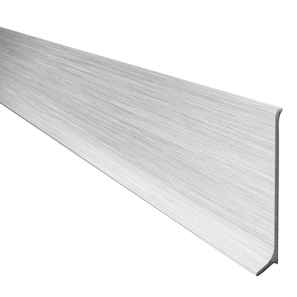 Schluter Designbase-SL Aluminum with Brushed Stainless Steel Appearance 3-1/8 in. x 8 ft. 2-1/2 in. Metal Tile Edge Trim
