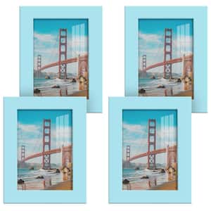 Modern 3.5 in. x 5 in. Light Blue Picture Frame (Set of 4)