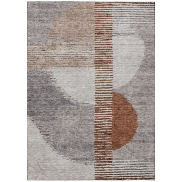 Chantille Machine Washable Indoor/Outdoor Abstract ACN2001 Taupe 8 ft. x 10 ft. Area Rug