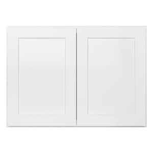 33-in. W x 24-in. D x24-in. H in Shaker White Plywood Ready to Assemble Wall Bridge Kitchen Cabinet with 2 Doors