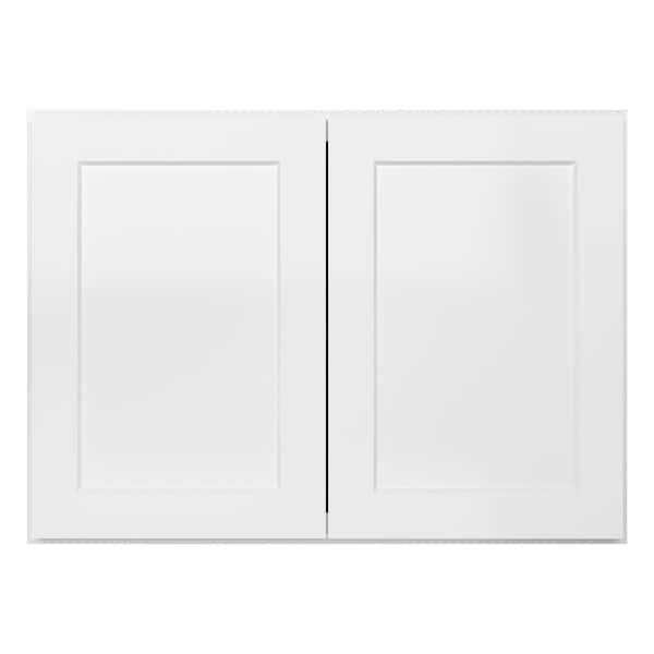 HOMEIBRO 33-in. W x 24-in. D x24-in. H in Shaker White Plywood Ready to Assemble Wall Bridge Kitchen Cabinet with 2 Doors