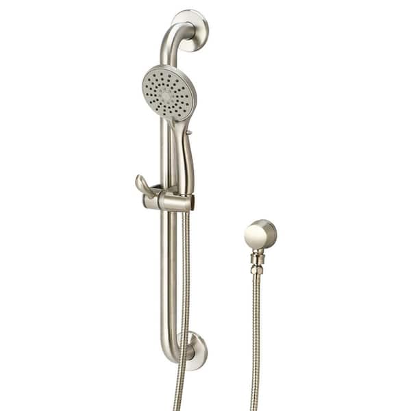 Olympia Faucets 3-Spray 4.1 in. Single Wall Mount Handheld Adjustable Shower Head in Brushed Nickel