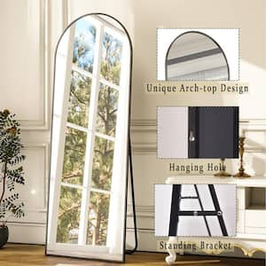 17.3 in. W x 57.9 in. H Arched Modern Black Aluminum Framed Full Length Mirror Floor Mirror