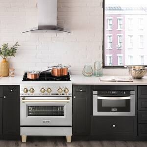 Autograph Edition 30" 4.0 cu. ft. Dual Fuel Range with Gas Stove and Electric Oven in Stainless Steel and Gold Accents