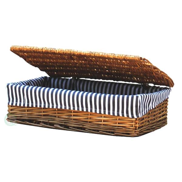 Vintiquewise Lined Wicker Storage Shelf Baskets With Lid, Small