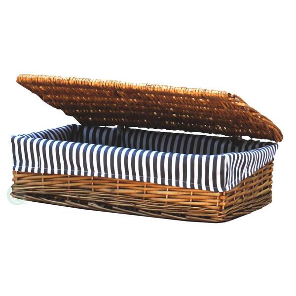 Vintiquewise Lined Wicker Storage Shelf Baskets With Lid, Large