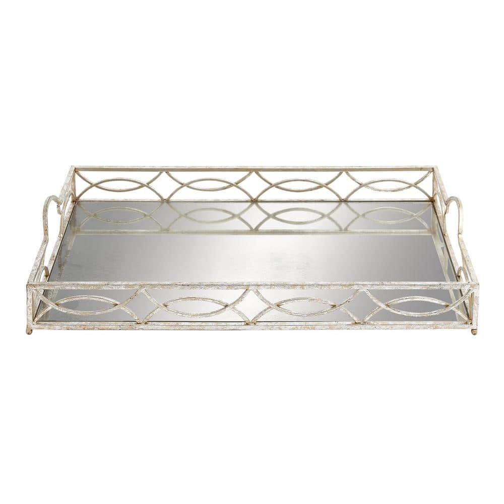 Litton Lane Silver Metal Mirrored Decorative Tray