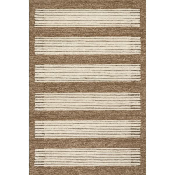 Tawna Modern Striped Brown 9 ft. x 12 ft. Indoor Area Rug