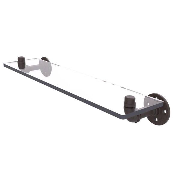 Pipeline Collection 22 in. Glass Shelf in Oil Rubbed Bronze Pipeline Collection 22 in. Glass Shelf in Oil Rubbed Bronze