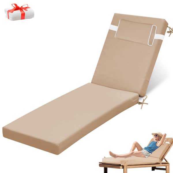 YLLN 71 in. x 21 in. x 4 in. (1-Pack) Outdoor Chaise Lounge Cushion, Waterproof Lounge Patio Replacement Cushion Beige