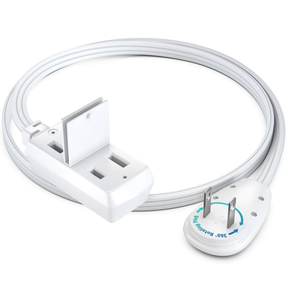 1 ft. 16/3 Light Duty Indoor Extension Cord 360° Rotating Flat Plug 2-Side 2-Prong Flat Wire with Cover, White price history on PriceWatchPro