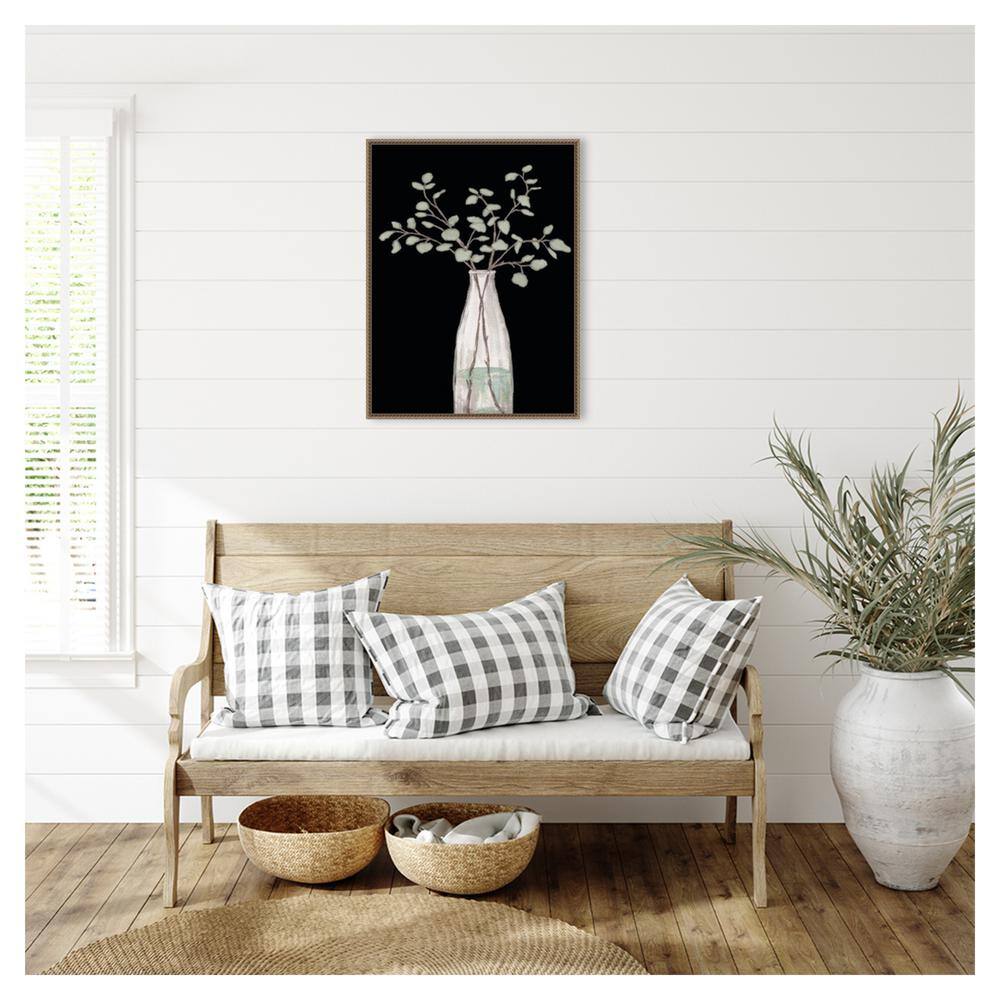 Botanic-Inspired Beaded Bronze Framed Canvas Wall Art