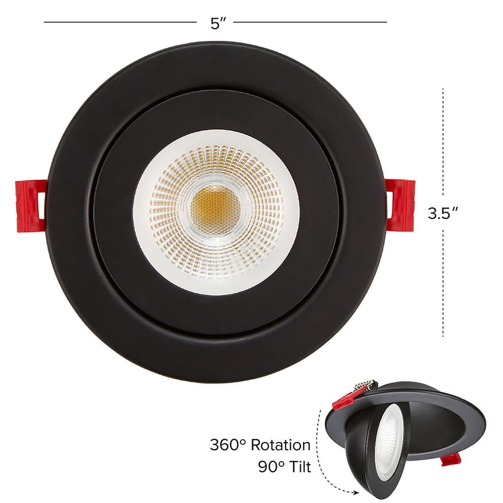 Black 4-Inch Aluminum Rotatable LED Recessed Downlight