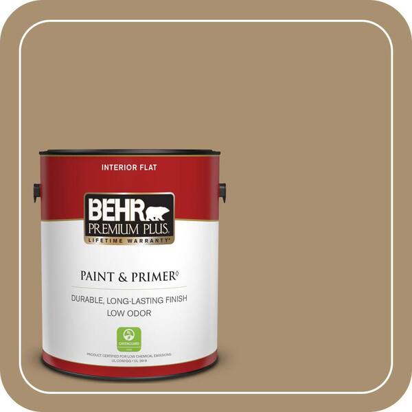 BEHR PREMIUM PLUS 1 gal. #ECC-51-1 Hiking Trail Flat Low Odor Interior Paint & Primer