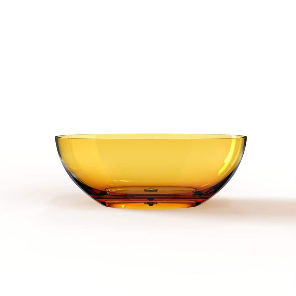 Avenia 61 in. x 29 in.  Solid Surface Stone Resin Flatbottom Freestanding Bathtub Soaking Bathtub in Transparent Orange price history on PriceWatchPro