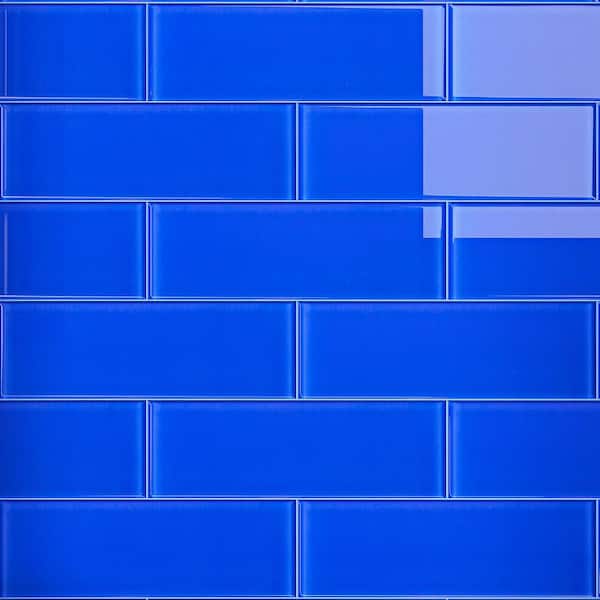 MOLOVO Crystile Electric Blue 4 in. X 12 in. Glossy Glass Subway Tile (10 sq. ft./Case)