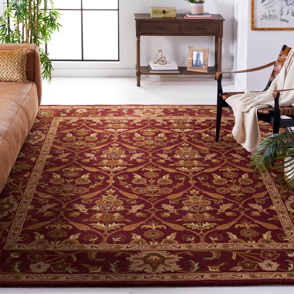 Antiquity 10 ft. x 14 ft. Wine/Gold Border Floral Geometric Area Rug price history on PriceWatchPro