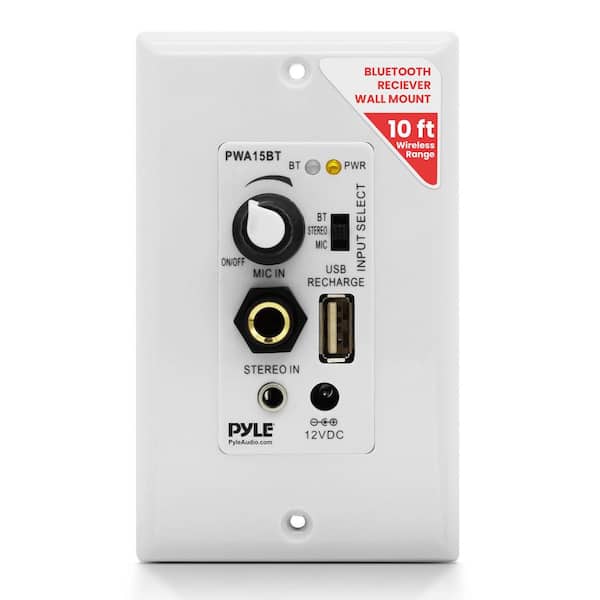 HDPWA15BT Wireless BT Receiver Wall Mount, 100W In-Wall Audio Control, Built-in Amplifier, USB, AUX, Speaker Terminals