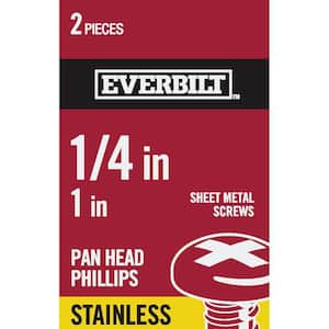#14 x 1 in. Phillips Pan Head Stainless Steel Sheet Metal Screw (2-Pack)