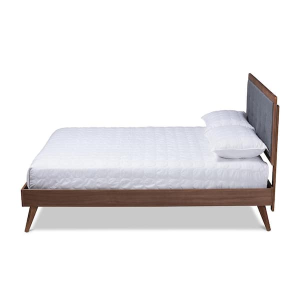 Baxton Studio Ines Dark Gray and Walnut King Platform Bed 156