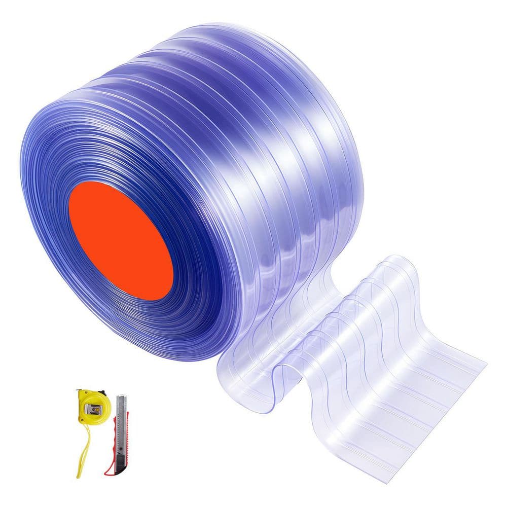 Clear PVC Strip Curtain, 101 ft. Length x 12 in. Width, Ribbed Plastic Door Strip Bulk Roll, for Doorways of Supermarket price history on PriceWatchPro