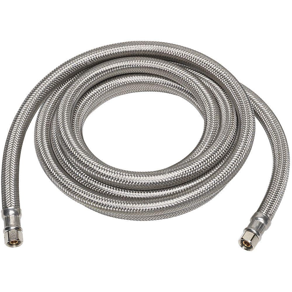 Everbilt 1 4 In X 1 4 In X 1 In Stainless Steel Ice Maker Supply Line 7253 1 14 2 Eb The Home Depot