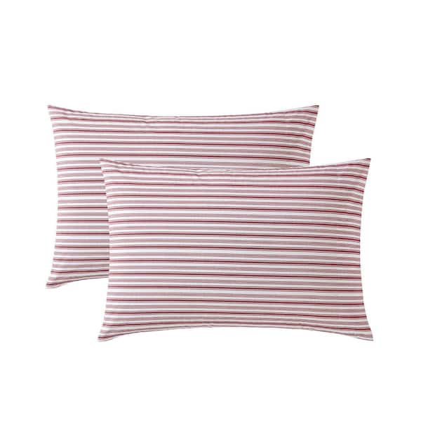 Coleridge Stripe 1-Piece Red Cotton Standard Pillowcase