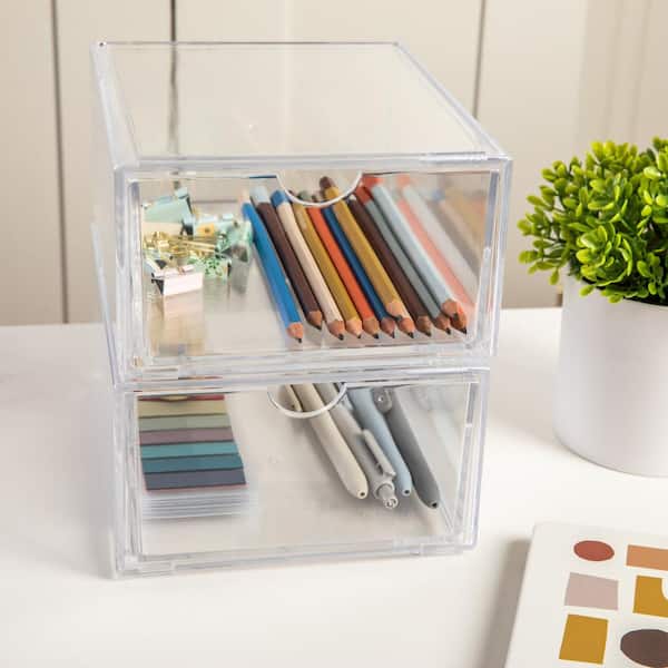 Acrylic Pen Holder Crayon Organizer for Kids, 6 Slots Arts and