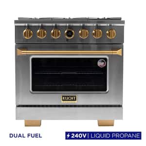 Kucht 36 in. 5.2 cu.ft. 6-Burners Dual Fuel Range Natural Gas in