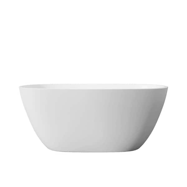 Boosicavelly 65 in. W x 30 in. D x 23 in. H Acrylic Freestanding Soaking Bathtub with center Drain in Matte White