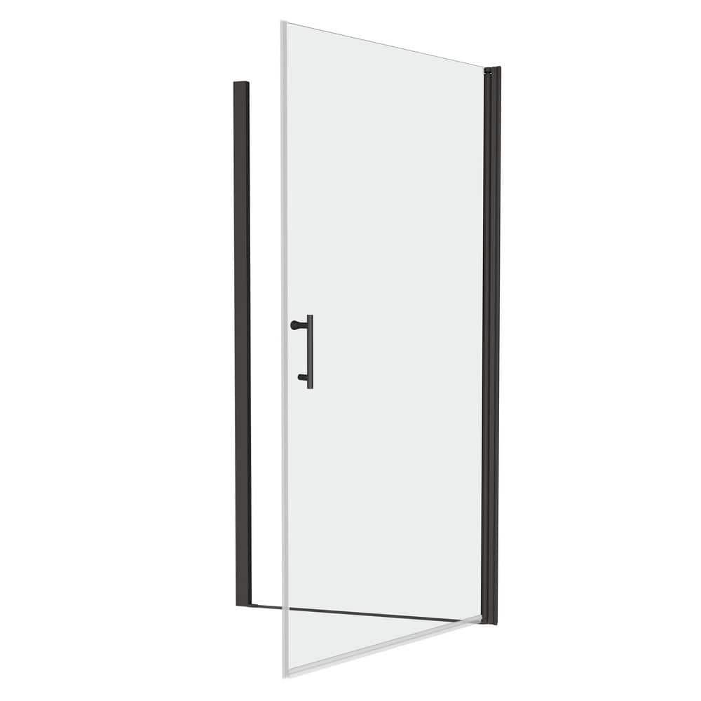 Matte Black Frameless Pivot Shower Door with Clear Glass, 28-29.4 in. W x 72 in. H