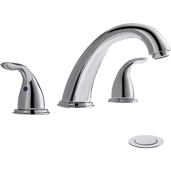 Dyiom Chrome Widespread Bathroom Sink Faucet 8 In. 3 Pieces 2 Handles High-Arc with Full-Copper Pop Up -Bath Accessory Set