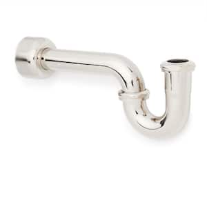 1-1/2 in. x 1-1/4 in. Polished Nickel Brass P-Trap with High Box Flange