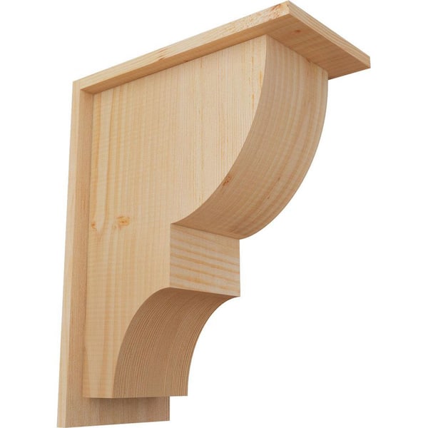 Ekena Millwork 7-1/2 in. x 14 in. x 18 in. Douglas Fir Ridgewood Smooth Corbel with Backplate