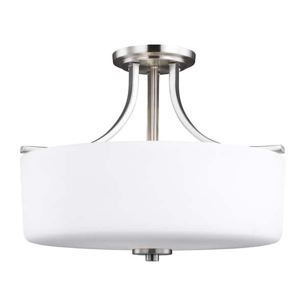 Canfield 3-Light Brushed Nickel Semi-Flush Mount
