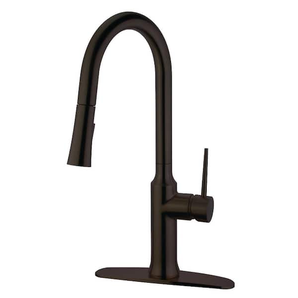 Kingston Brass New York Single-Handle Pull-Down Sprayer Kitchen Faucet in Oil Rubbed Bronze