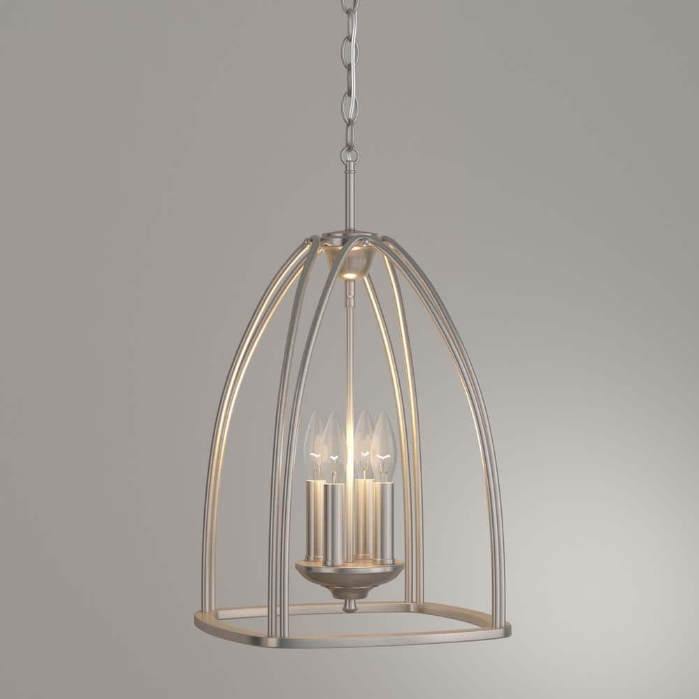 Brushed Nickel Four-Light Farmhouse Foyer Pendant