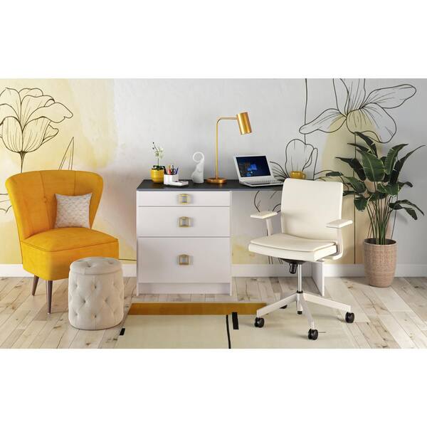 J COLLECTION Fairhope 61 in. W x 34.5 in. H x 24 in. D Bright White Simple Desk Bundle 1