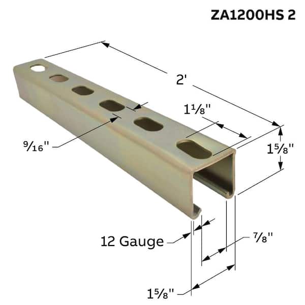 2 ft. 12-Gauge Half Slotted Metal Framing Strut Channel - Gold Galvanized (ZA1200HS 2)