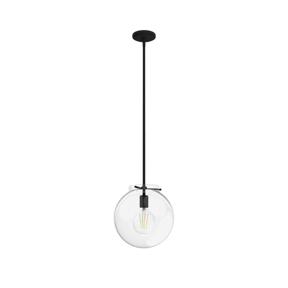 Black Iron and Clear Glass Globe Pendant Light