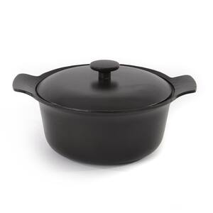 Ron 4.4 qt. Cast Iron Stock Pot in Black with Lid
