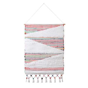 Boho 25.5 in. x 51 in. Multi-Colored Chindi Global Inspiration Woven Wall Hanging