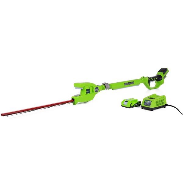 Greenworks G-24 20 in. 24V Cordless Extended Reach Hedge Trimmer - Battery and Charger Included