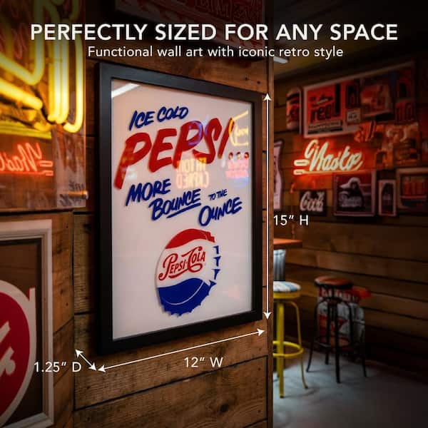 American Art Decor Licensed Pepsi Cola Bottle Cap Framed Glass